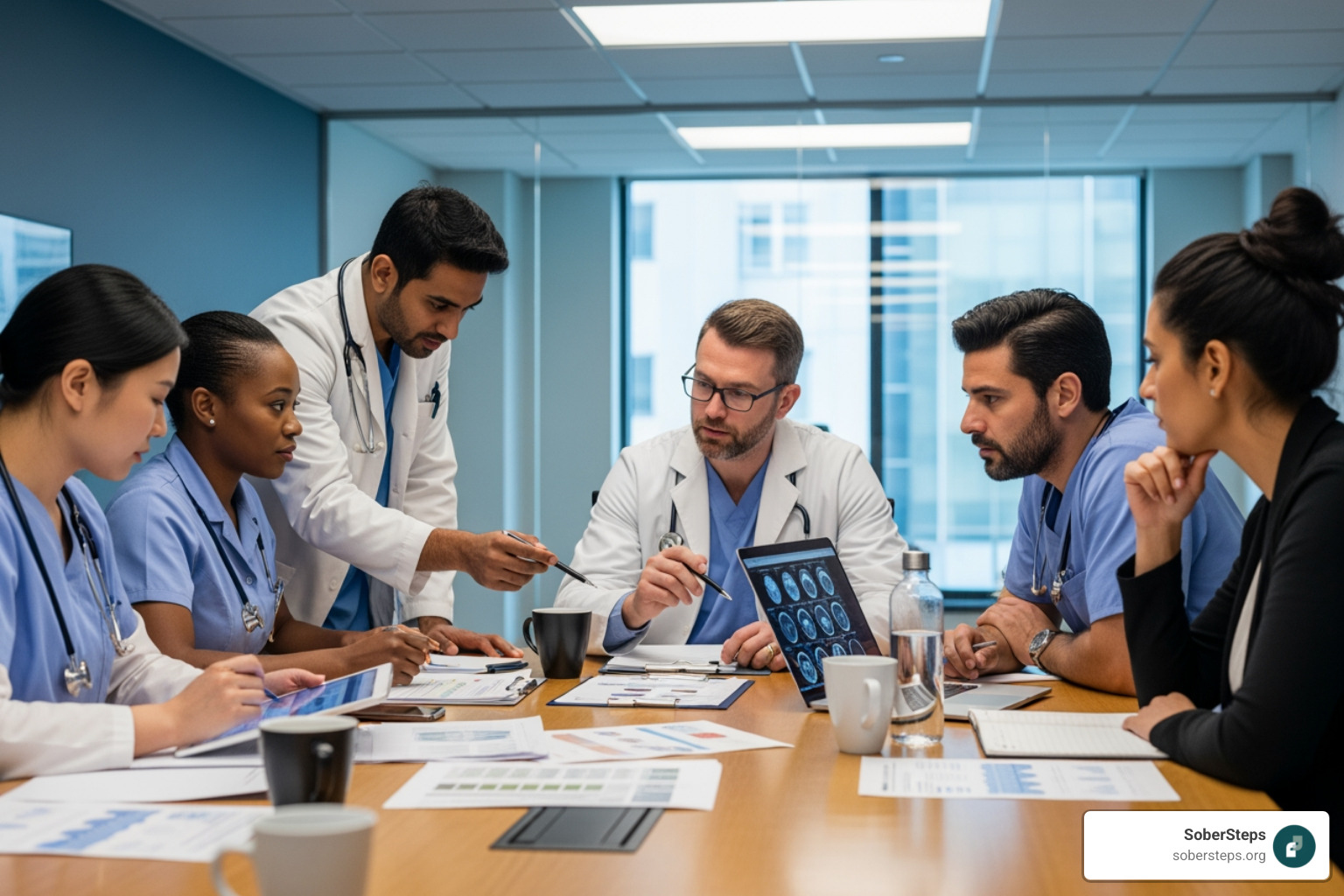 team of healthcare professionals collaborating - Dual diagnosis treatment team of healthcare professionals collaborating - Dual diagnosis treatment