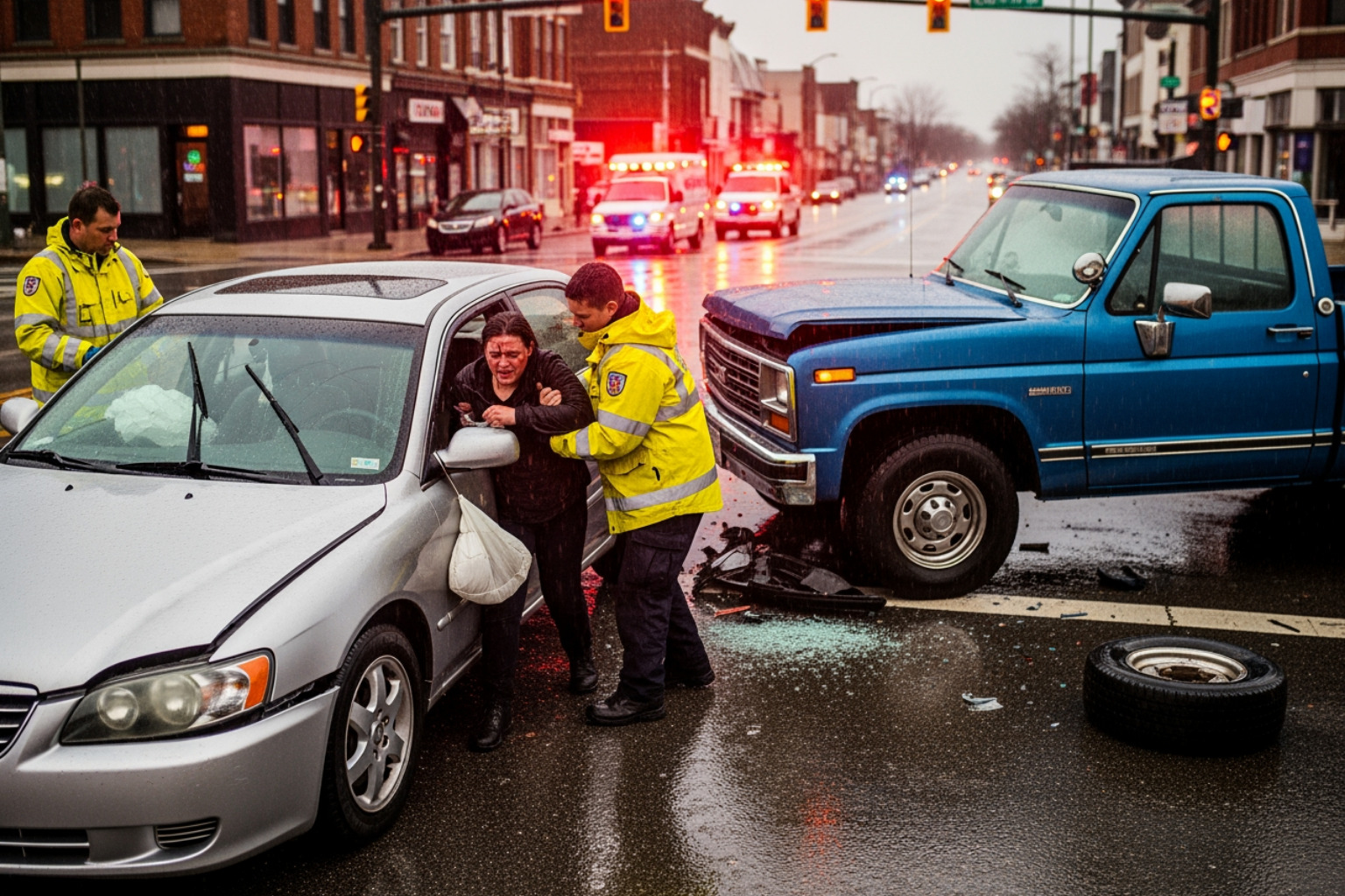 medical bill next to a car repair estimate - body injury and property damage