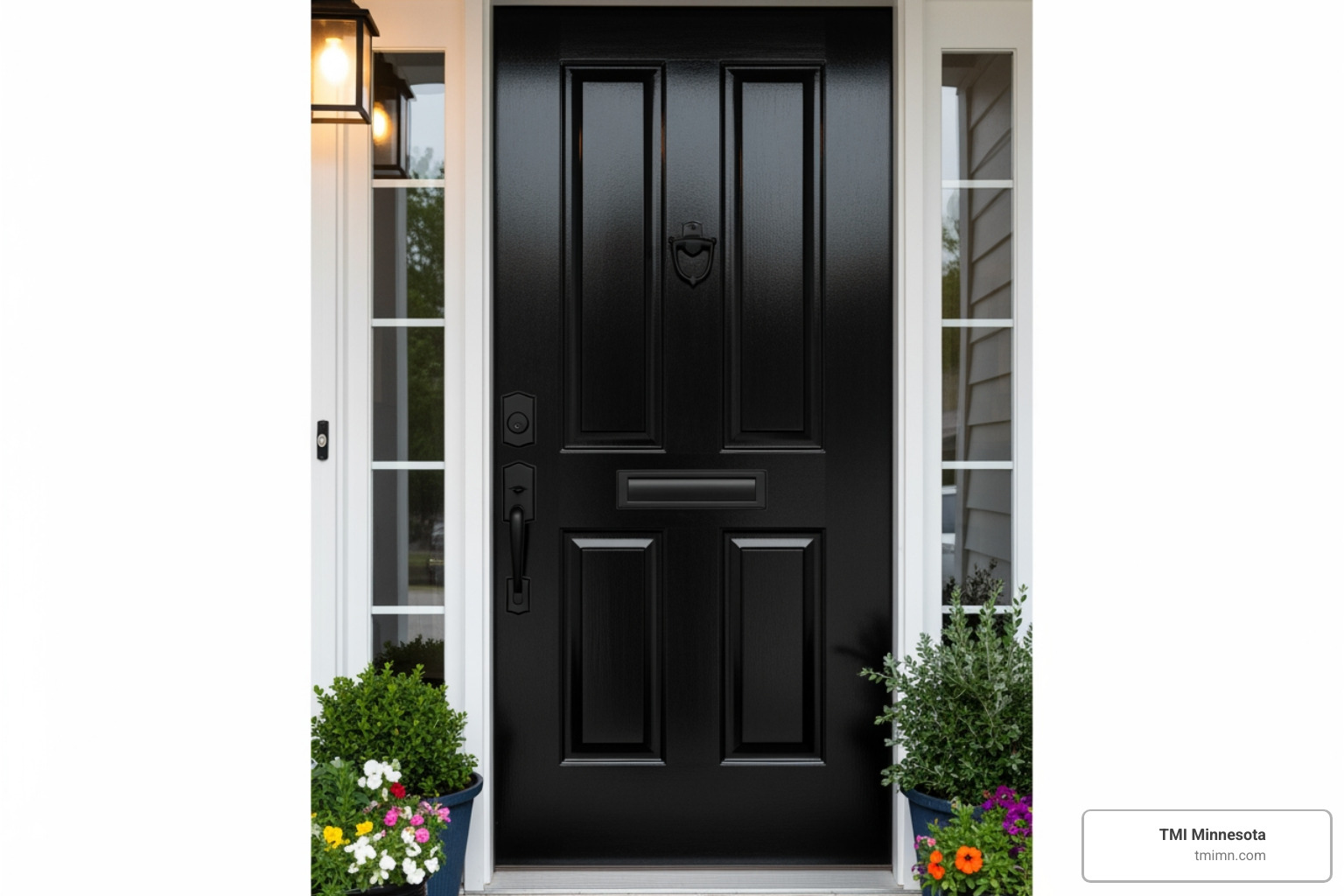 Freshly painted front door with new hardware - best exterior home renovations Freshly painted front door with new hardware - best exterior home renovations