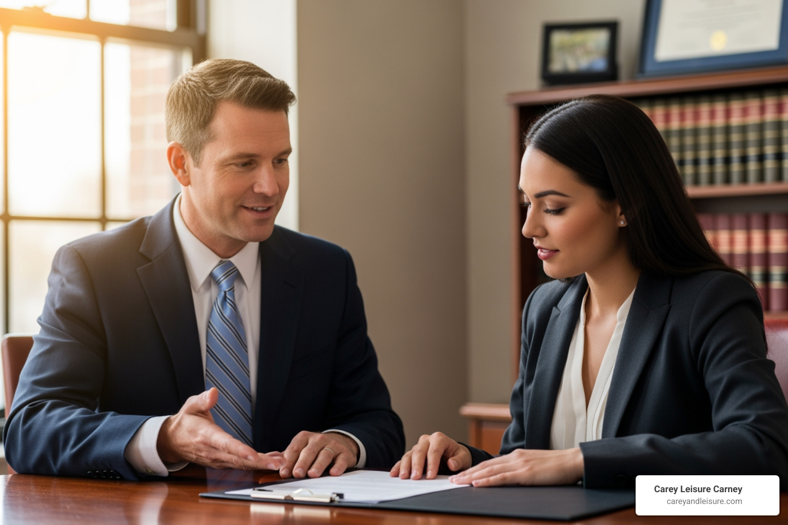 lawyer confidently speaking with a client - how to choose a lawyer experienced with rideshare accident cases