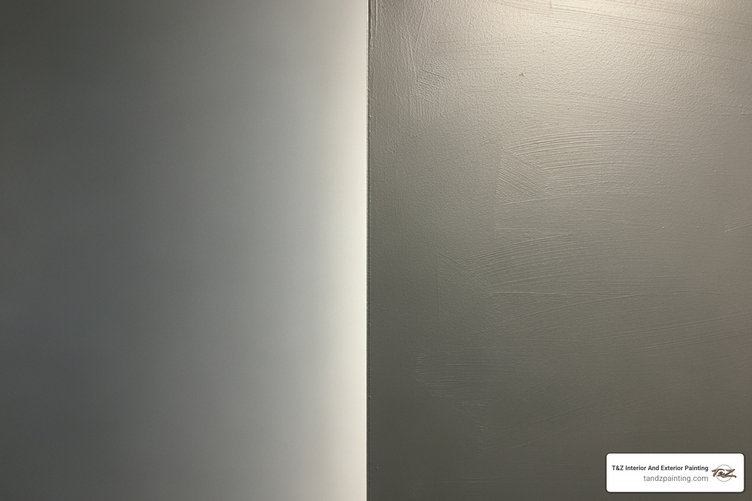 Side-by-side comparison of a smooth spray-painted surface next to a brush-stroked surface - house spray painting companies