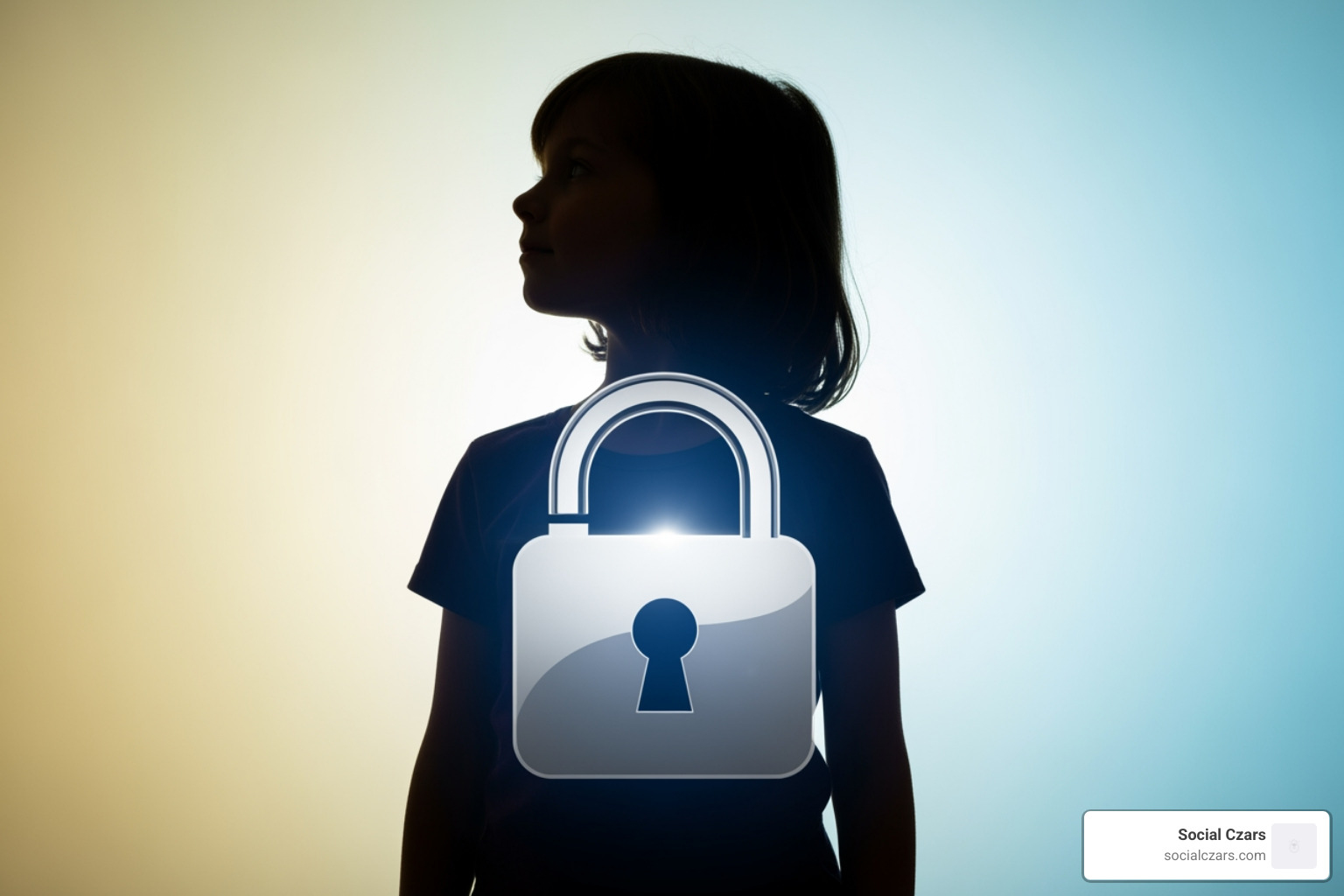 Lock icon over a child's silhouette - Google content removal