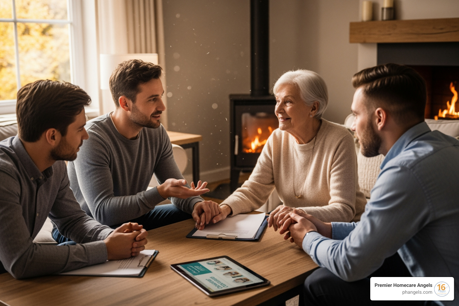 family discussing care options - elderly companions near me