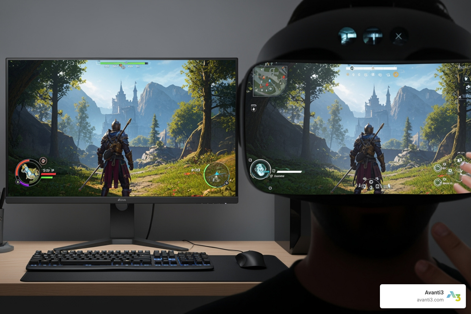 side-by-side comparison of flat and VR game version - best vr games so far