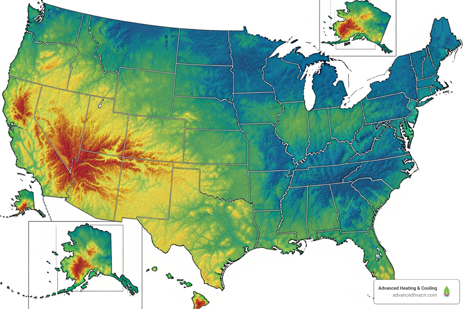 weather map showing different climate zones - Commercial HVAC replacement cost