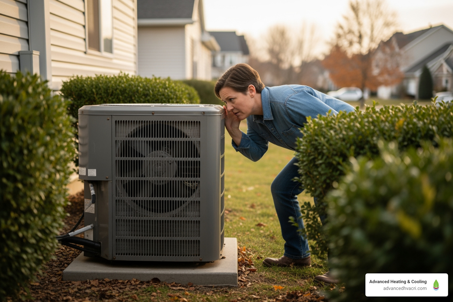 a person listening to a noisy outdoor AC unit - ac condenser fan replacement