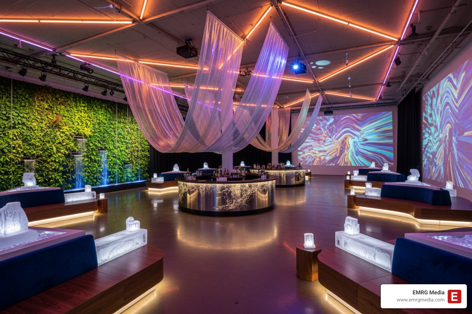 multi-sensory event space with unique lighting and textures - Experiential event planning multi-sensory event space with unique lighting and textures - Experiential event planning