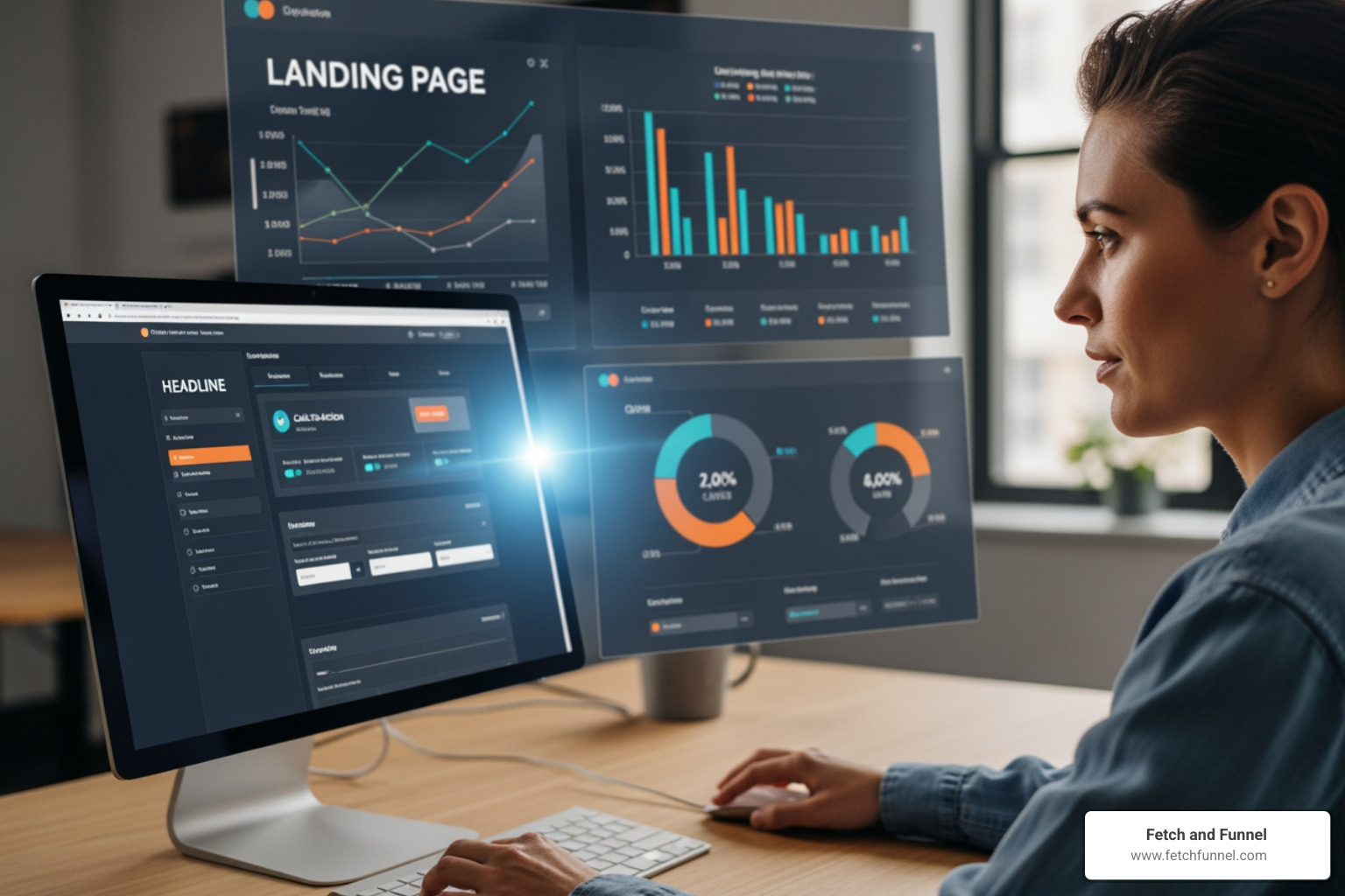 person optimizing landing page - content performance marketing person optimizing landing page - content performance marketing