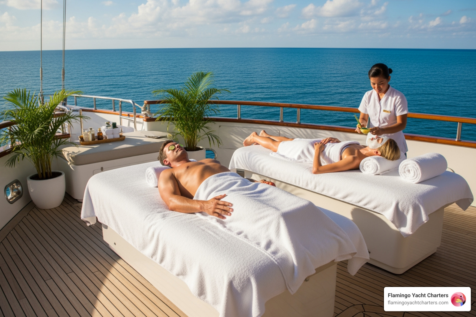 couple enjoying a spa treatment together on a yacht - cruise valentine's day