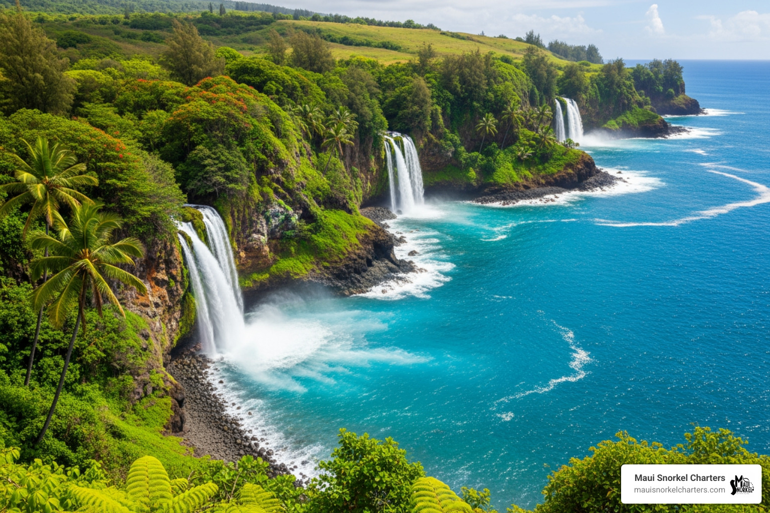 scenic Maui coastline with waterfalls - maui activities reviews scenic Maui coastline with waterfalls - maui activities reviews