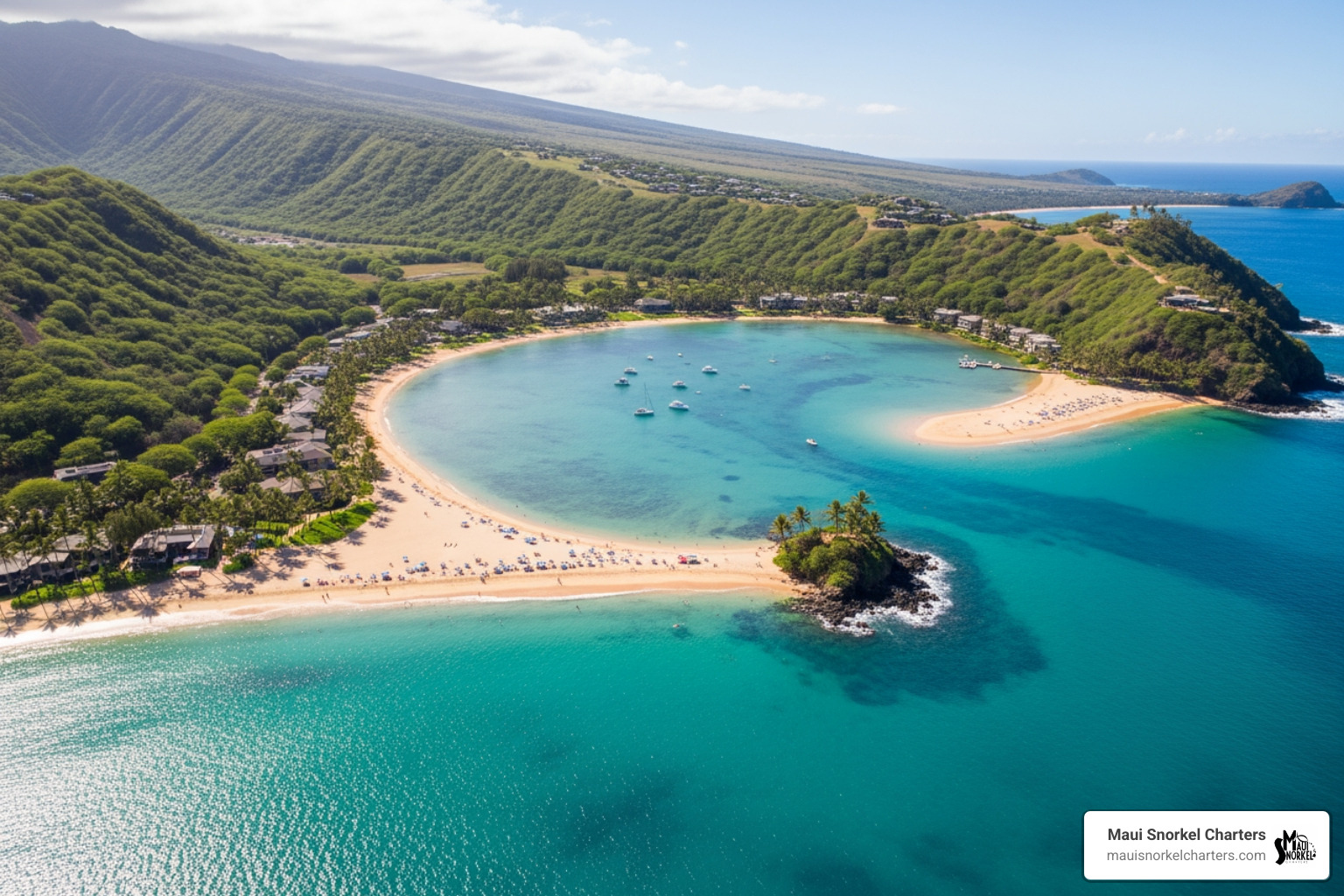 U-shaped, calm Kapalua Bay - best beach for snorkeling maui U-shaped, calm Kapalua Bay - best beach for snorkeling maui