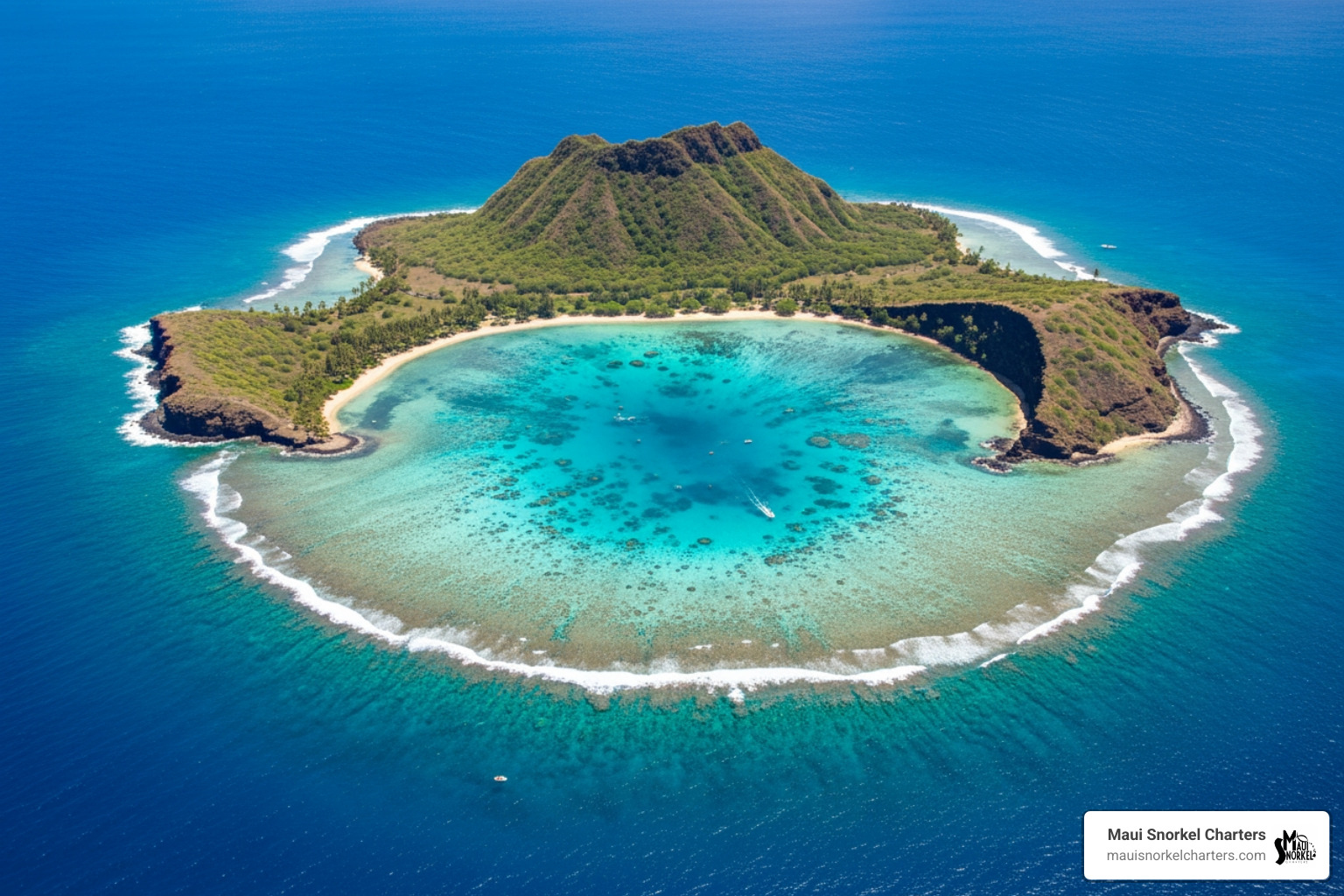 Molokini Crater from above - best snorkeling spots in maui