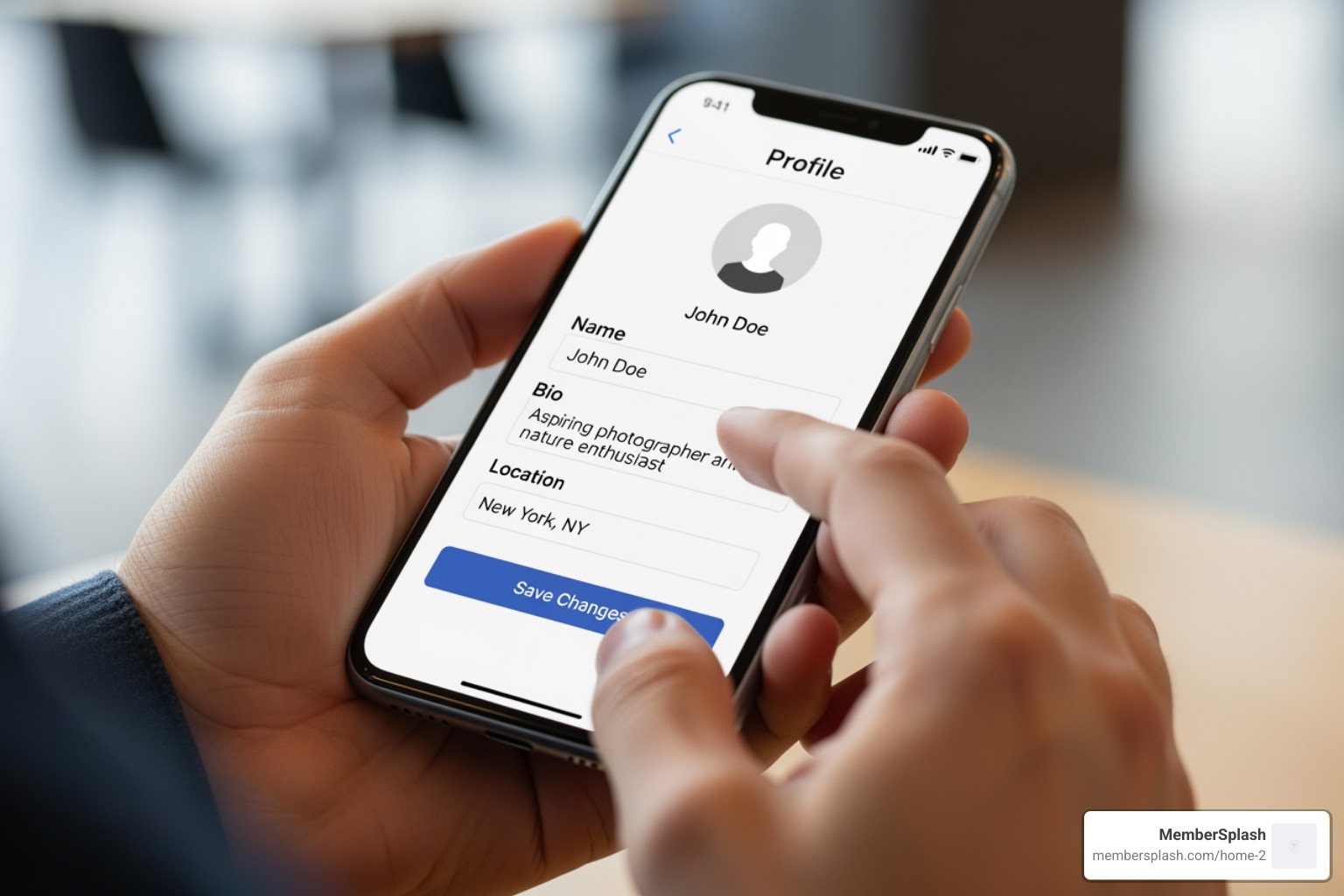 member updating their profile on a smartphone - online membership portal