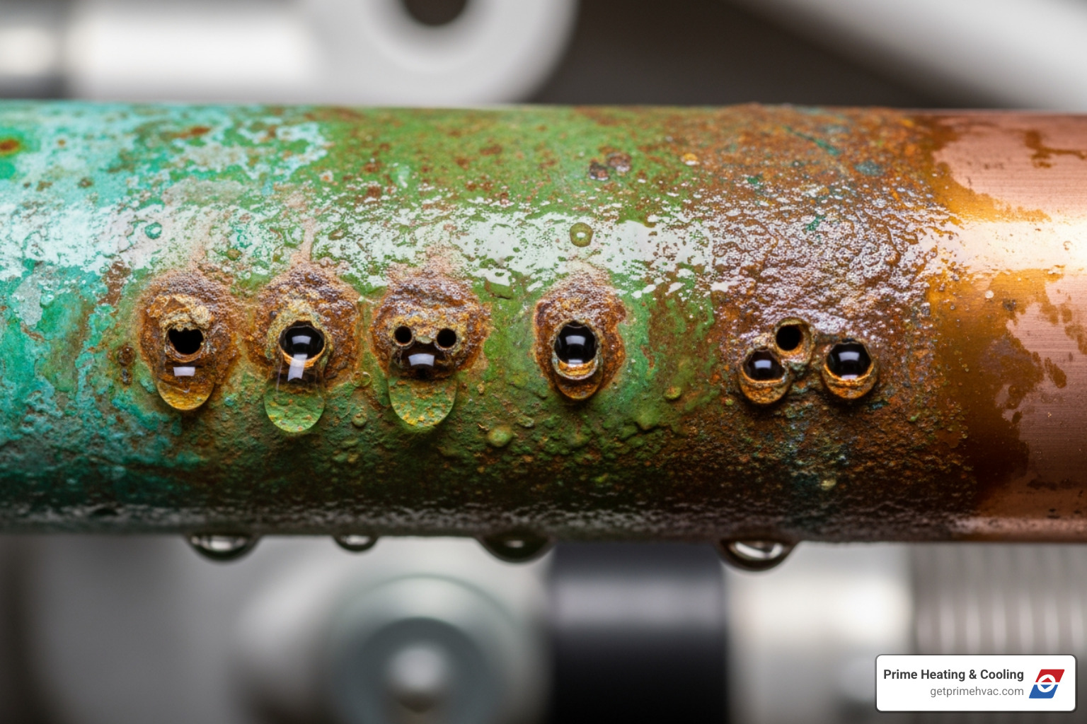 corroded copper pipe - evaporator coil leak fix