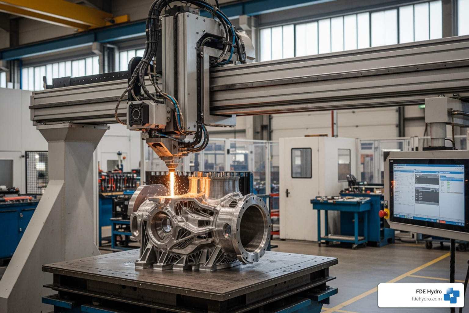 large-scale 3D printer creating a complex industrial part - Advanced manufacturing techniques