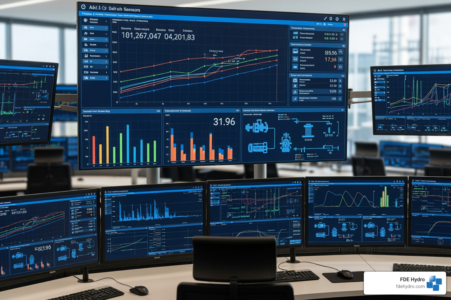 control room dashboard showing real-time data from IoT sensors - Advanced manufacturing techniques