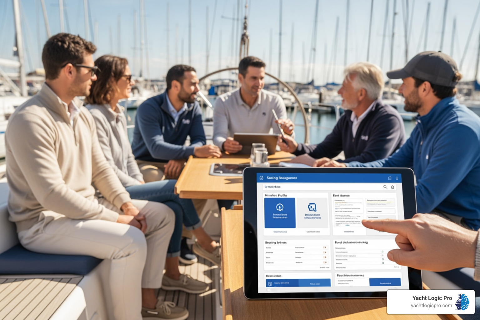 clean software dashboard showing membership and event modules - sailing club management software