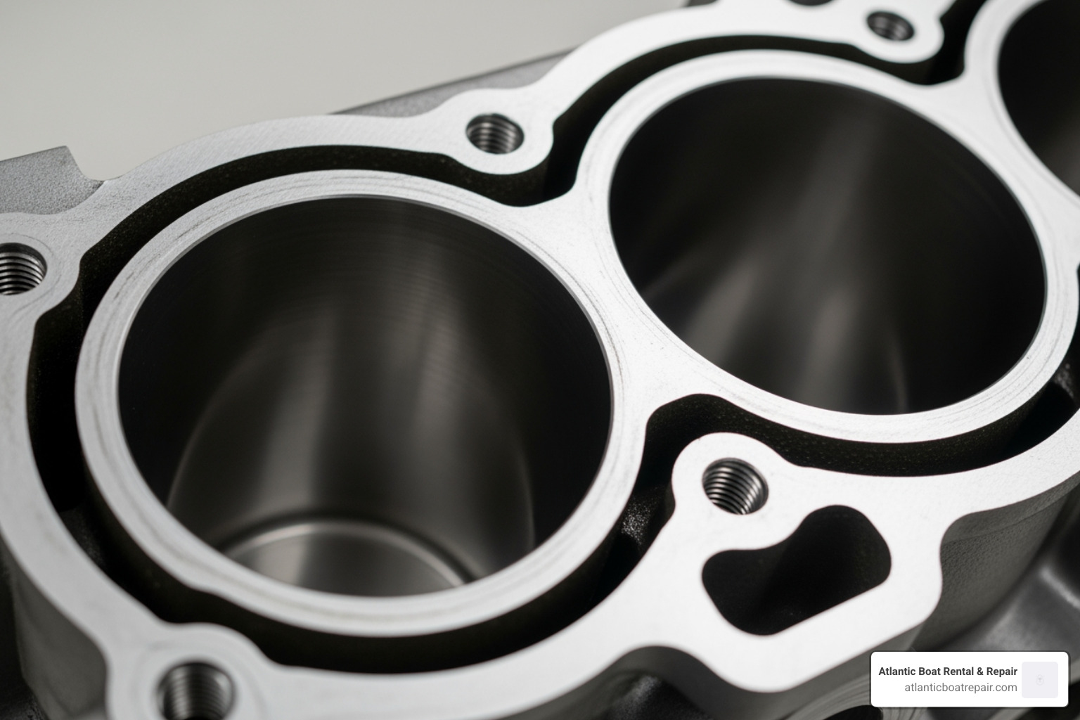 clean, prepared engine block ready for a new gasket - outboard head gasket replacement