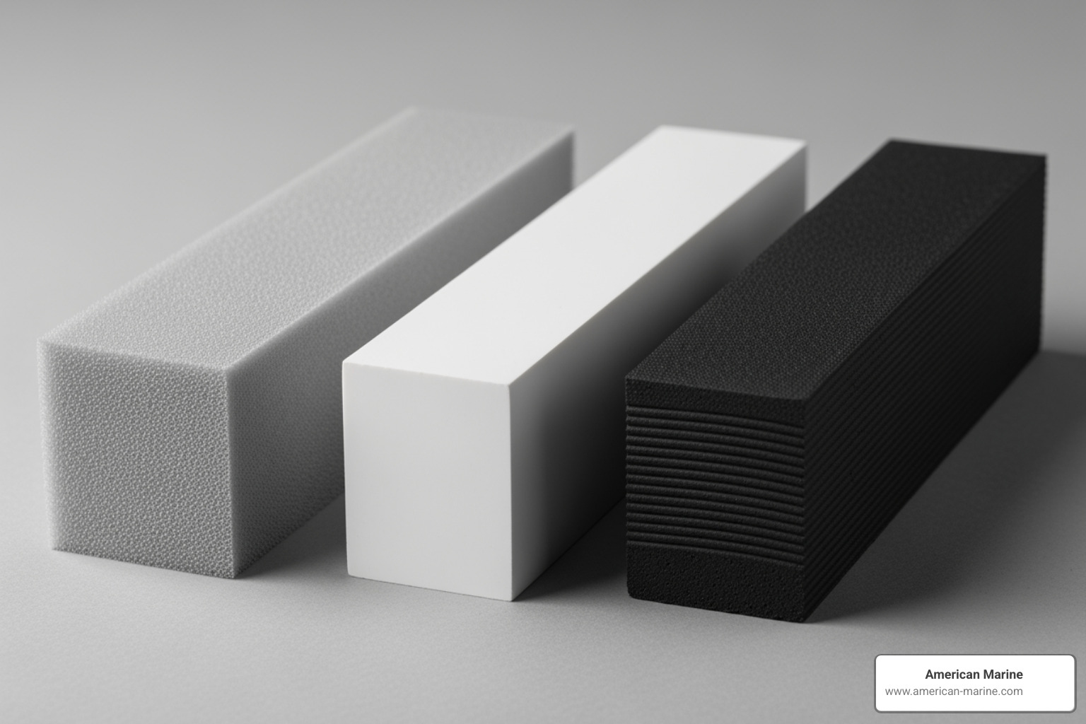 different material samples side-by-side (EVA foam, PVC, rubber) - boat deck mat different material samples side-by-side (EVA foam, PVC, rubber) - boat deck mat