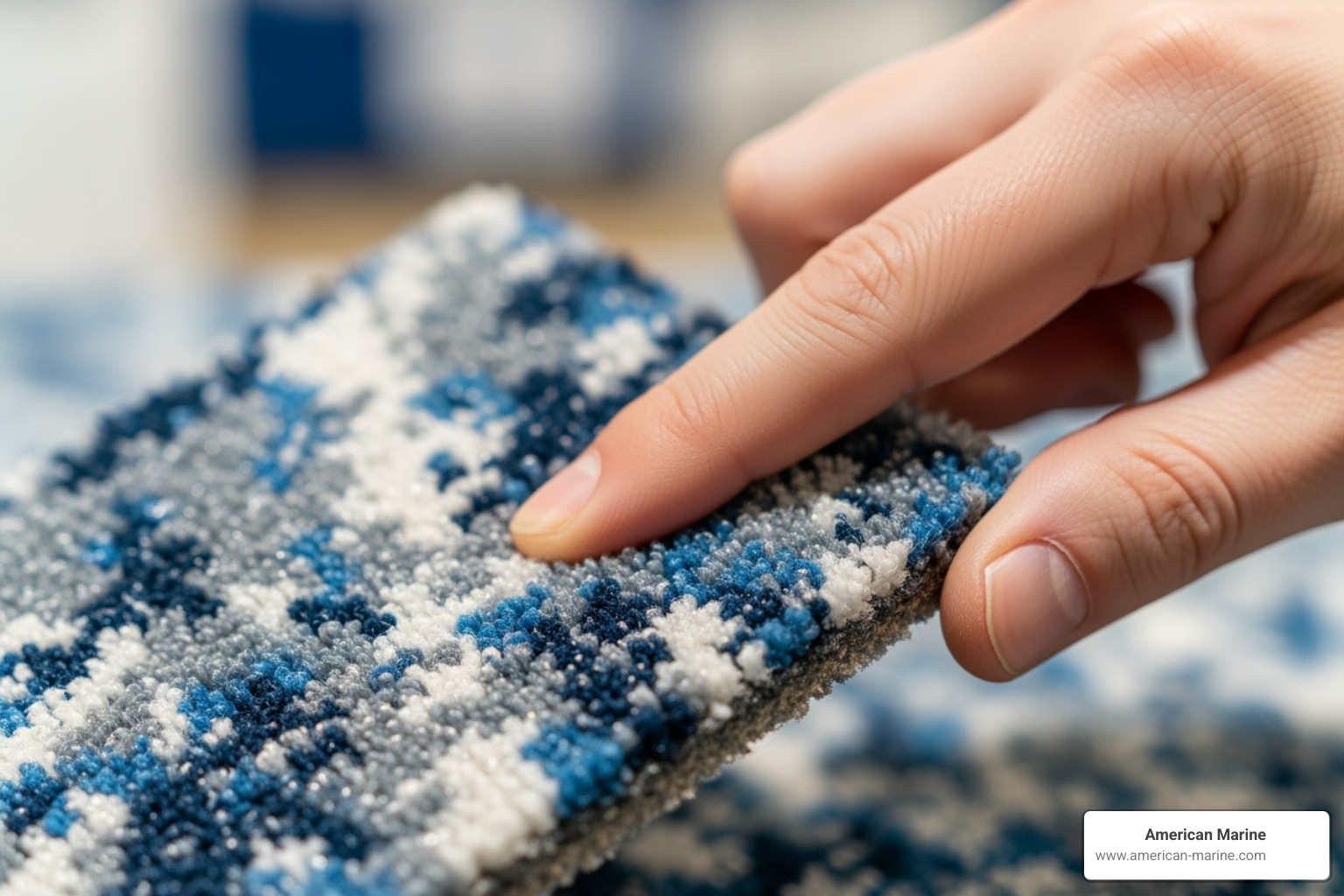 person examining a camo carpet sample up close - camo marine carpet person examining a camo carpet sample up close - camo marine carpet
