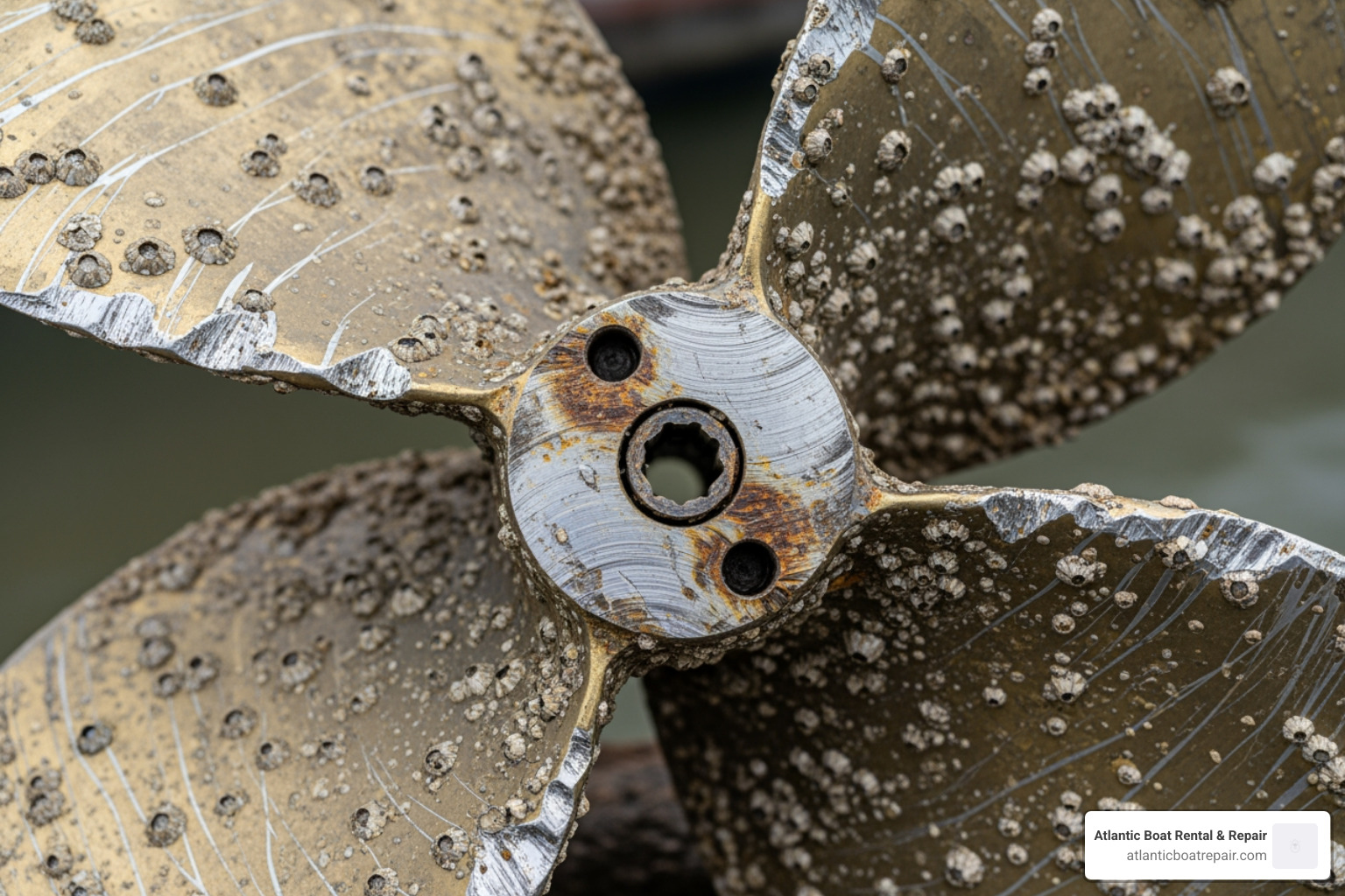 boat propeller with bent blades and dings - boat propeller repair near me