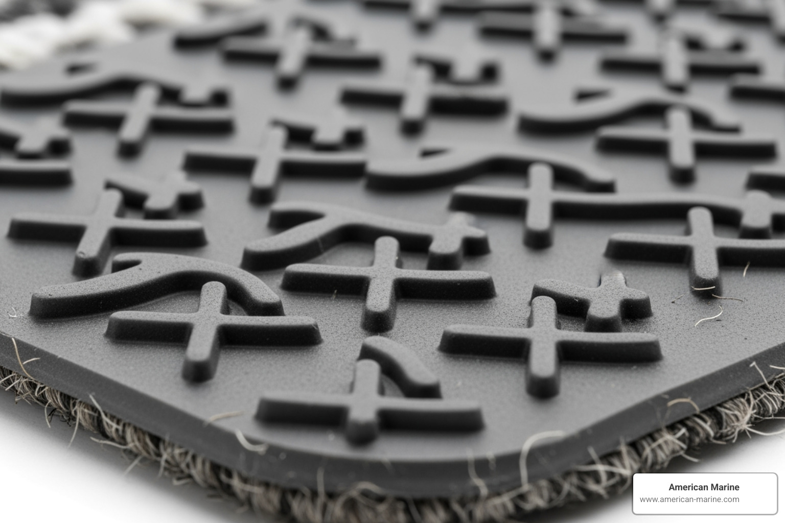 textured non-slip backing of a marine rug - boat deck rugs