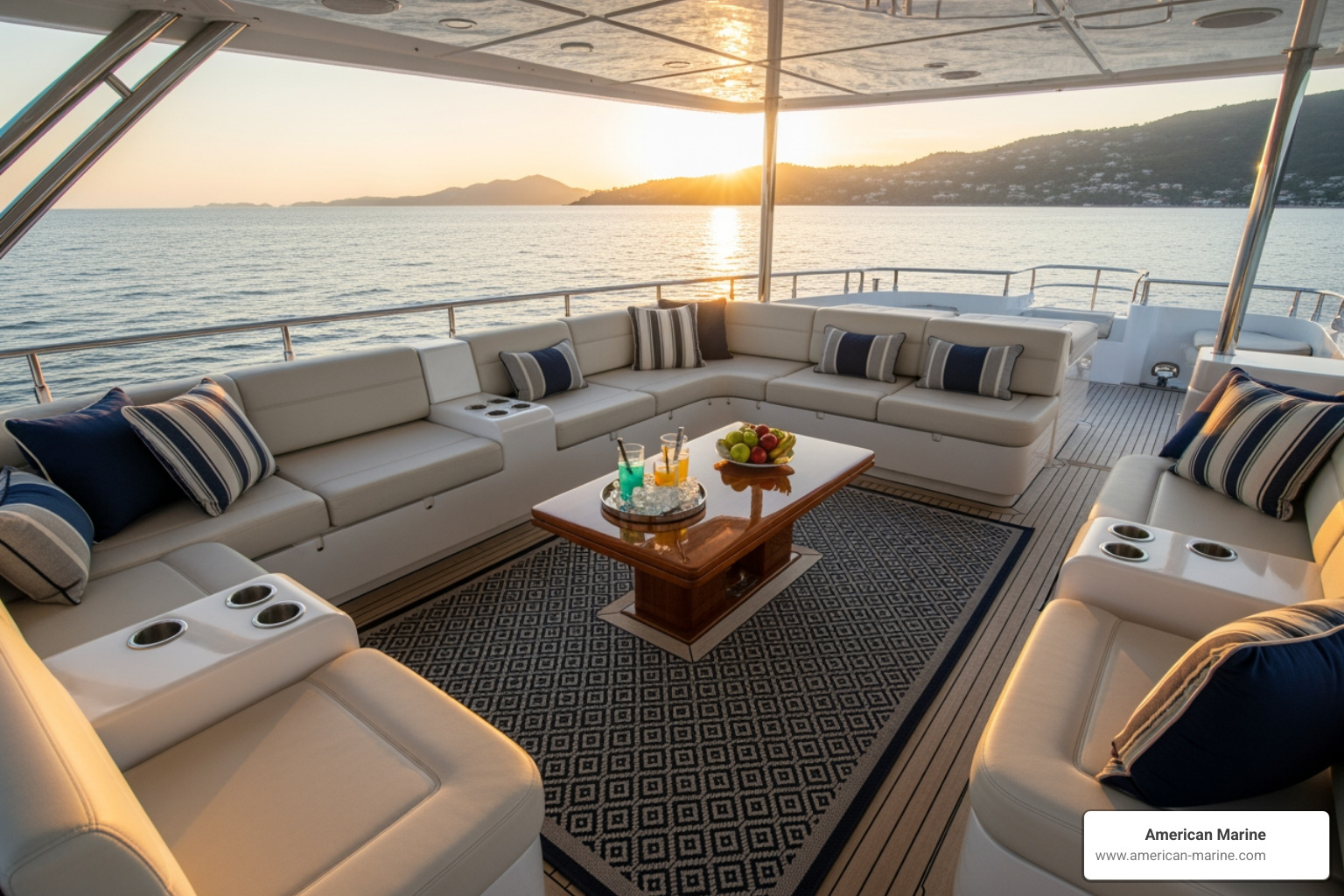 luxury yacht deck with boat rug - boat deck rugs