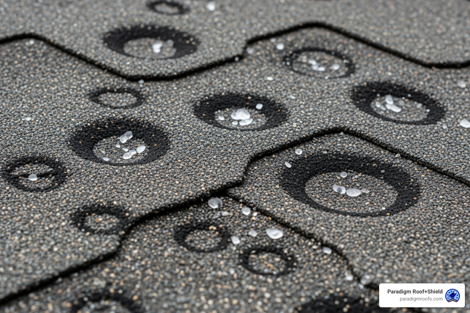 hail damage close-up on an asphalt shingle, showing dents and granule loss - mckinney roofing contractor hail damage close-up on an asphalt shingle, showing dents and granule loss - mckinney roofing contractor