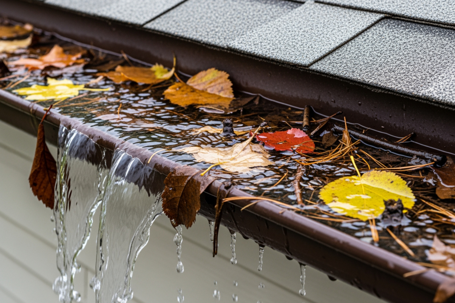 Clogged Gutter - Water Intrusion