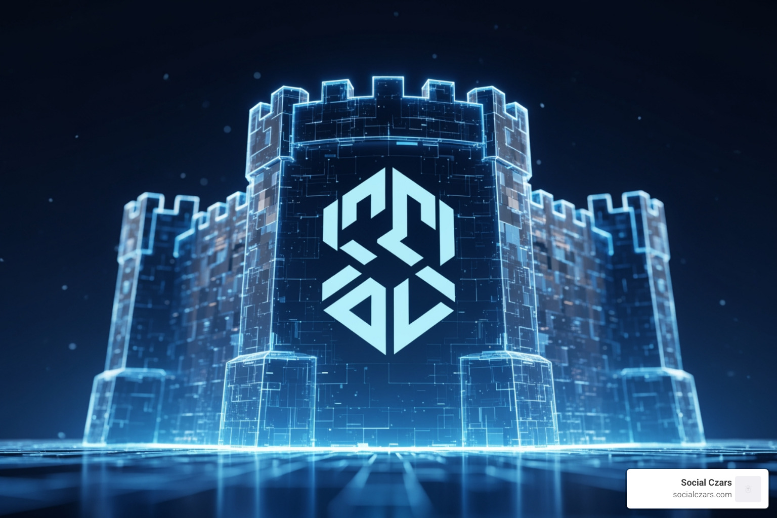 Digital fortress protecting a brand logo - Why Crisis Communications Need Crisis SEO Expertise