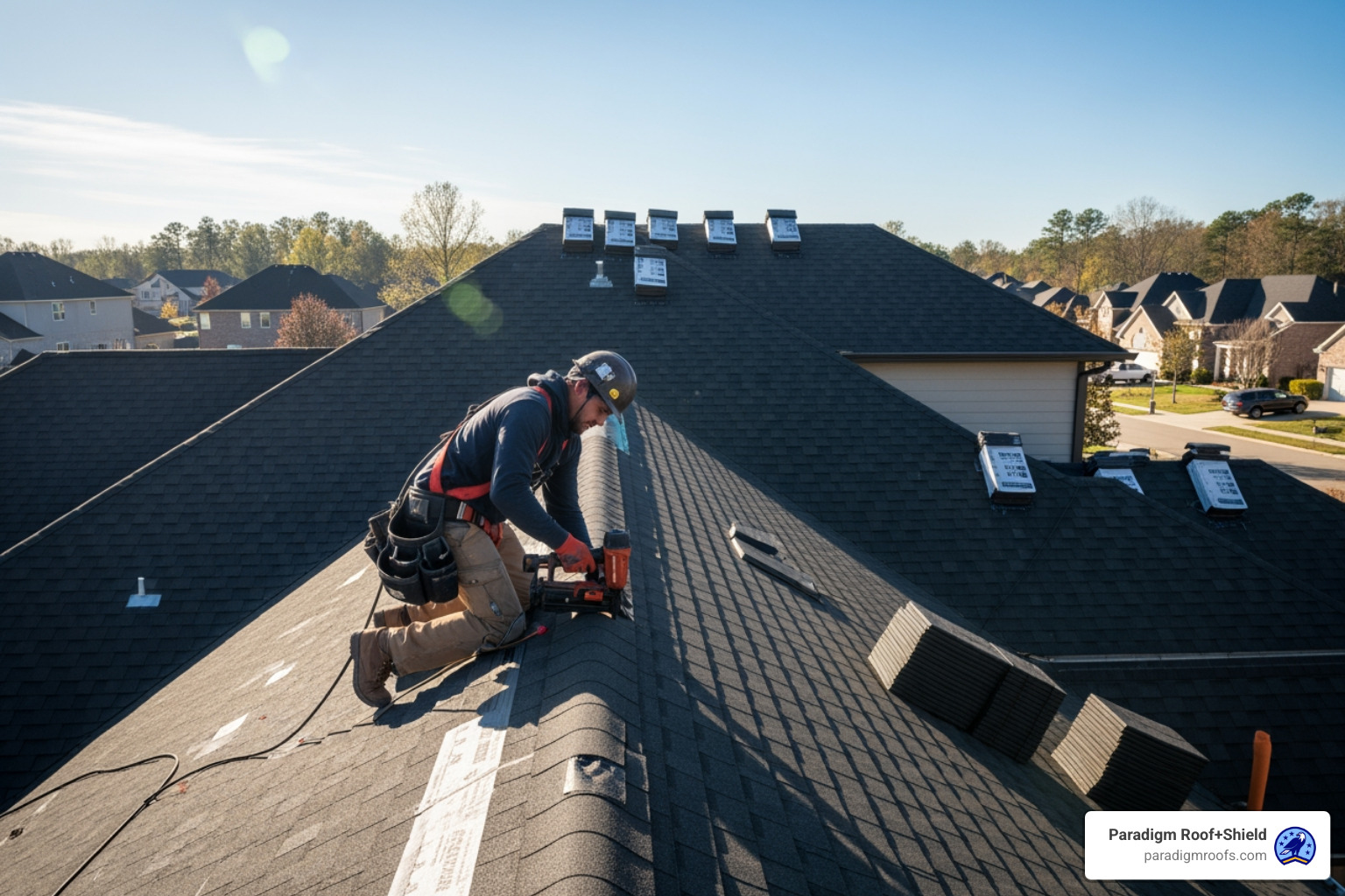 of a roofer carefully installing shingles on a complex roof with multiple valleys and a steep pitch - shingles roofing sheet price of a roofer carefully installing shingles on a complex roof with multiple valleys and a steep pitch - shingles roofing sheet price