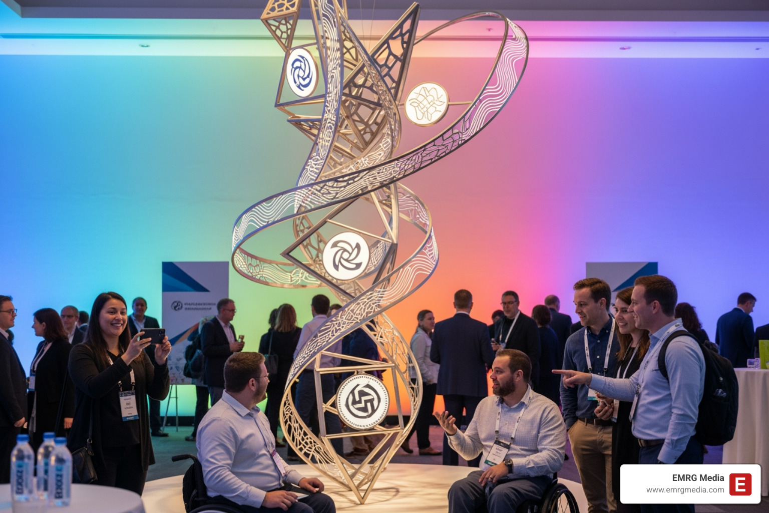 attendees interacting with branded art installation - Innovative event concepts attendees interacting with branded art installation - Innovative event concepts