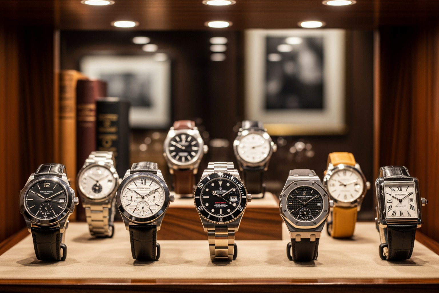 Watches on display.