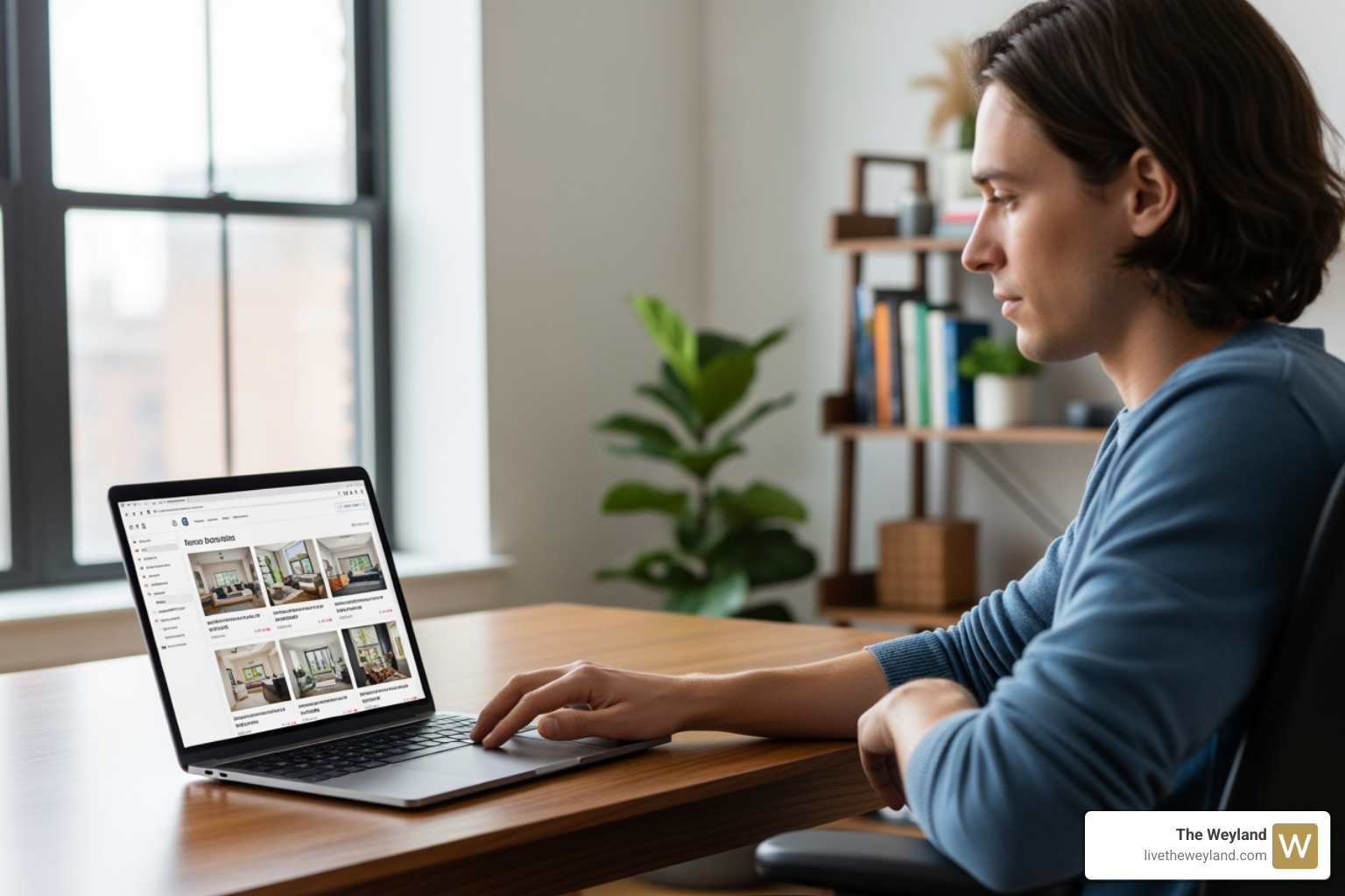 Person searching for apartments on a laptop - apartments near cta Person searching for apartments on a laptop - apartments near cta
