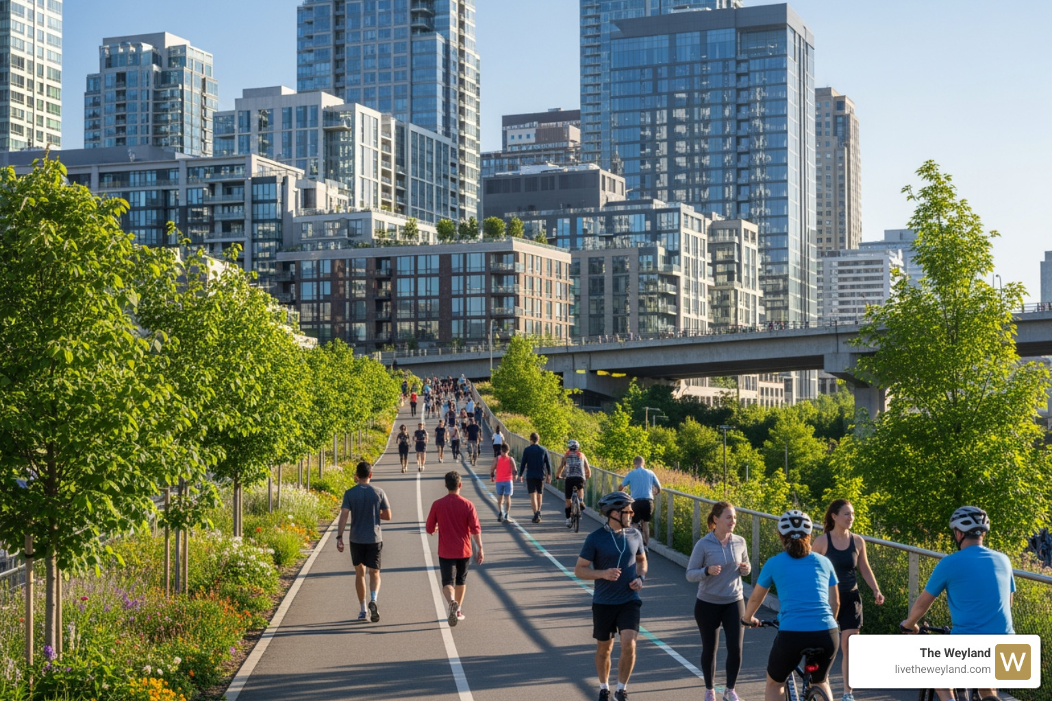 people enjoying The 606 trail - apartments in wicker park