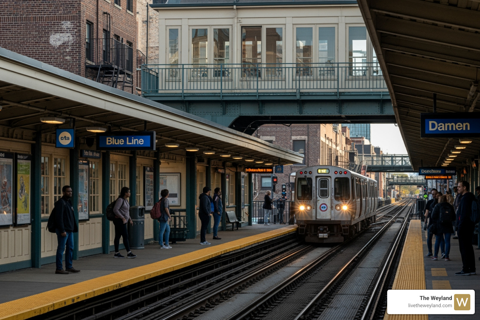 Damen CTA Blue Line station - apartments in wicker park