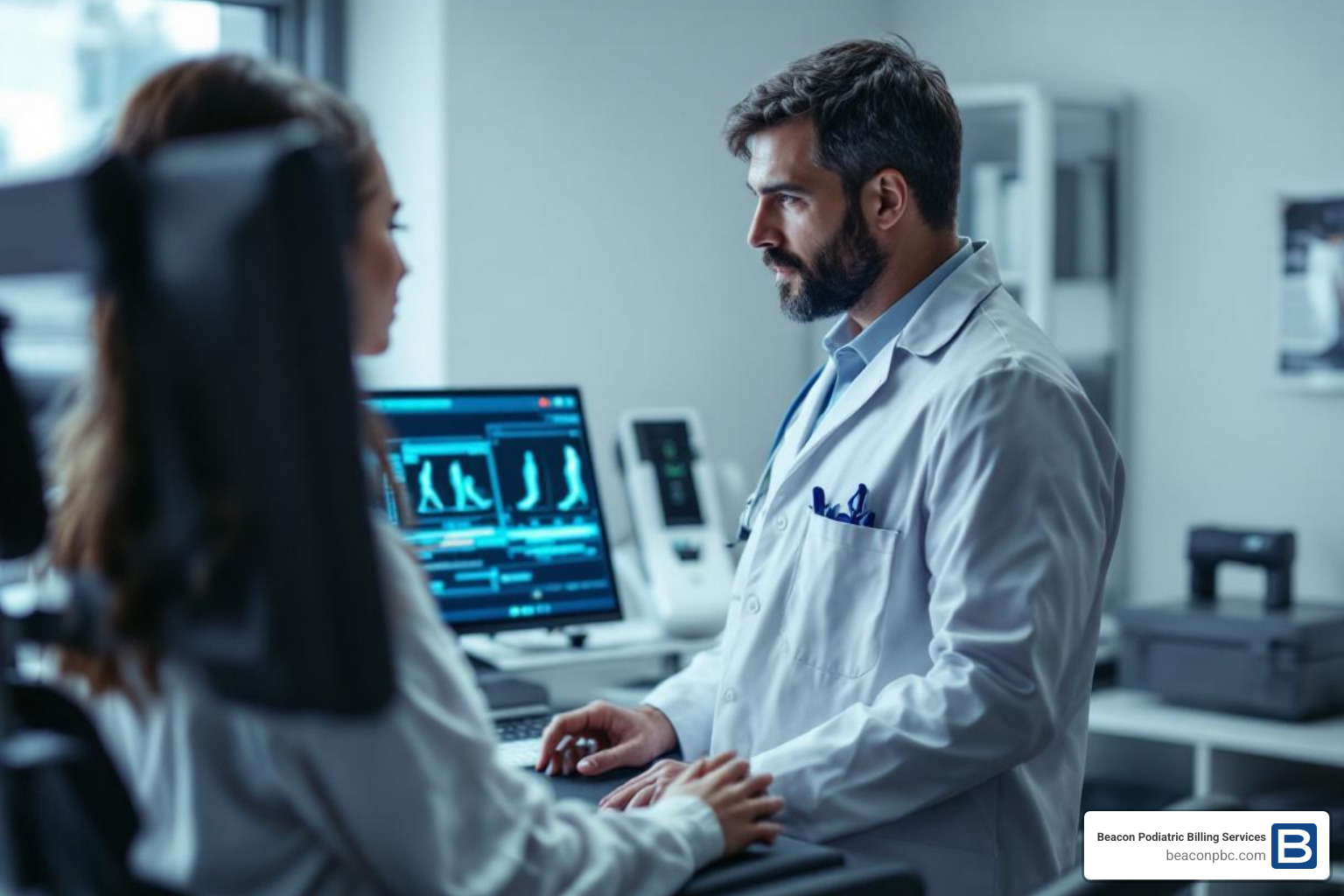 podiatrist performing a gait analysis on a treadmill - Increase podiatry revenue