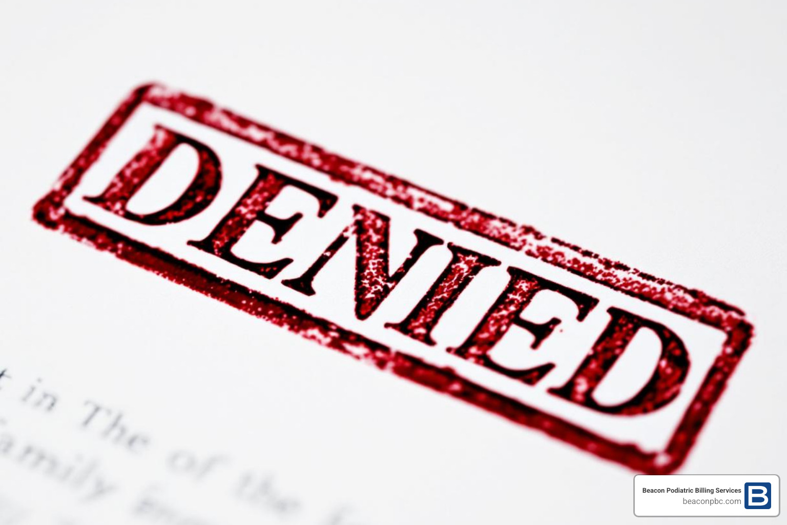 document with DENIED stamp - podiatry billing audit