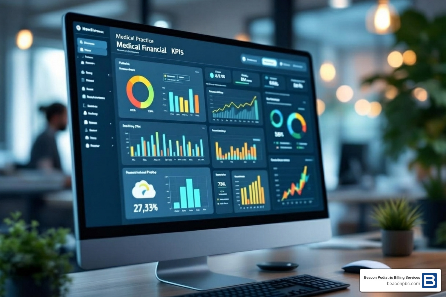 dashboard showing practice financial KPIs - podiatric practice management