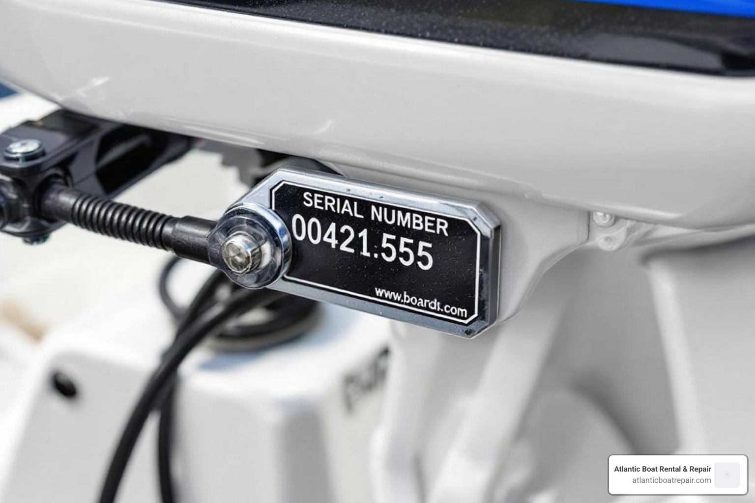serial number tag on outboard engine clamp bracket - outboard engine parts