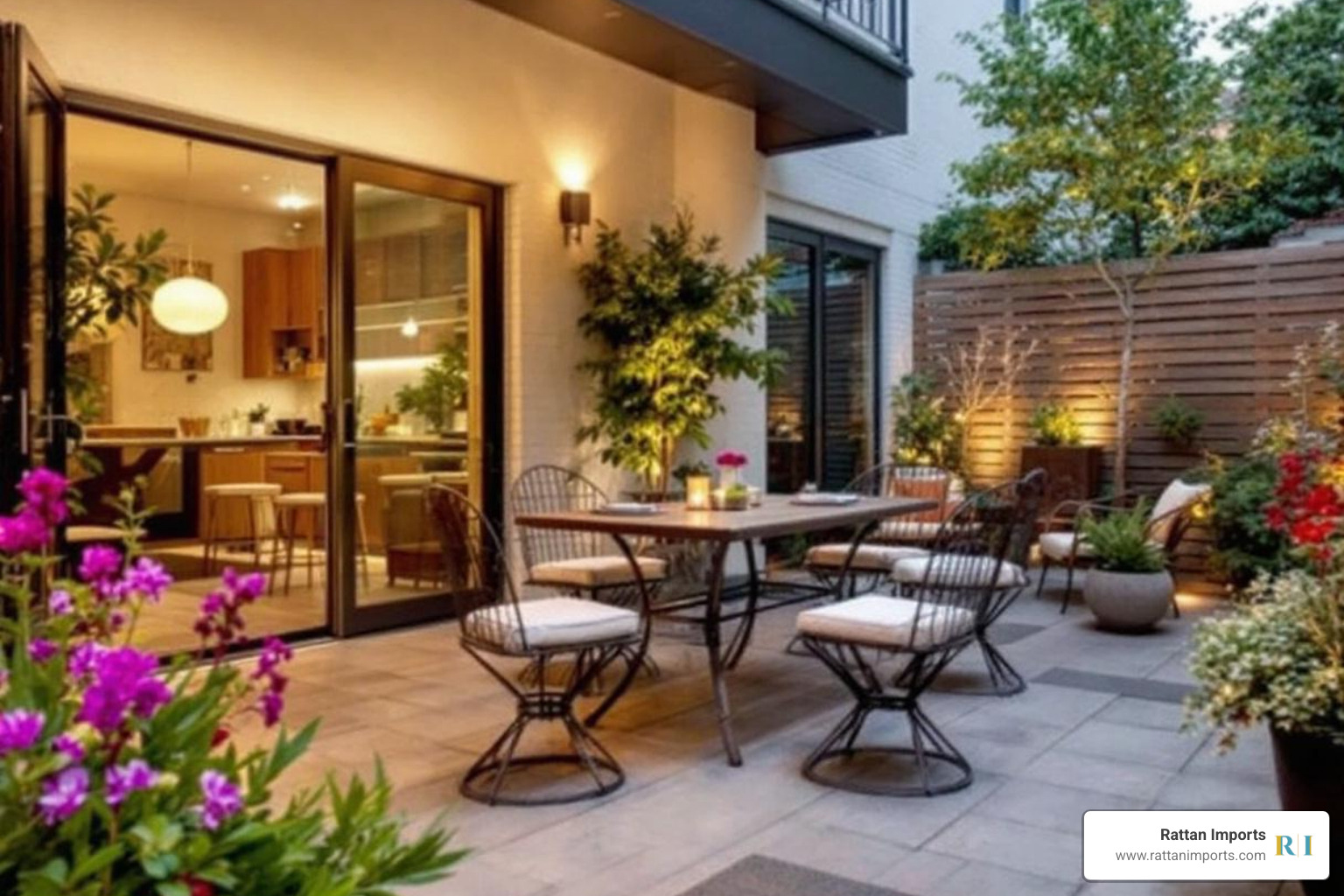 family enjoying meal on Rattan Imports outdoor lounge dining sofa set - outdoor lounge dining setting