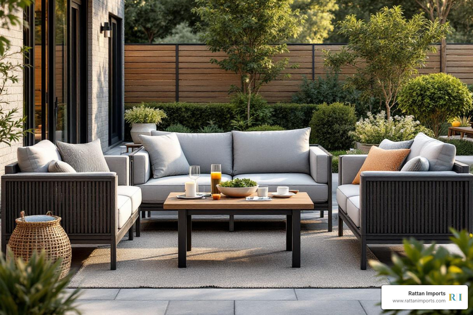 outdoor lounge dining setting