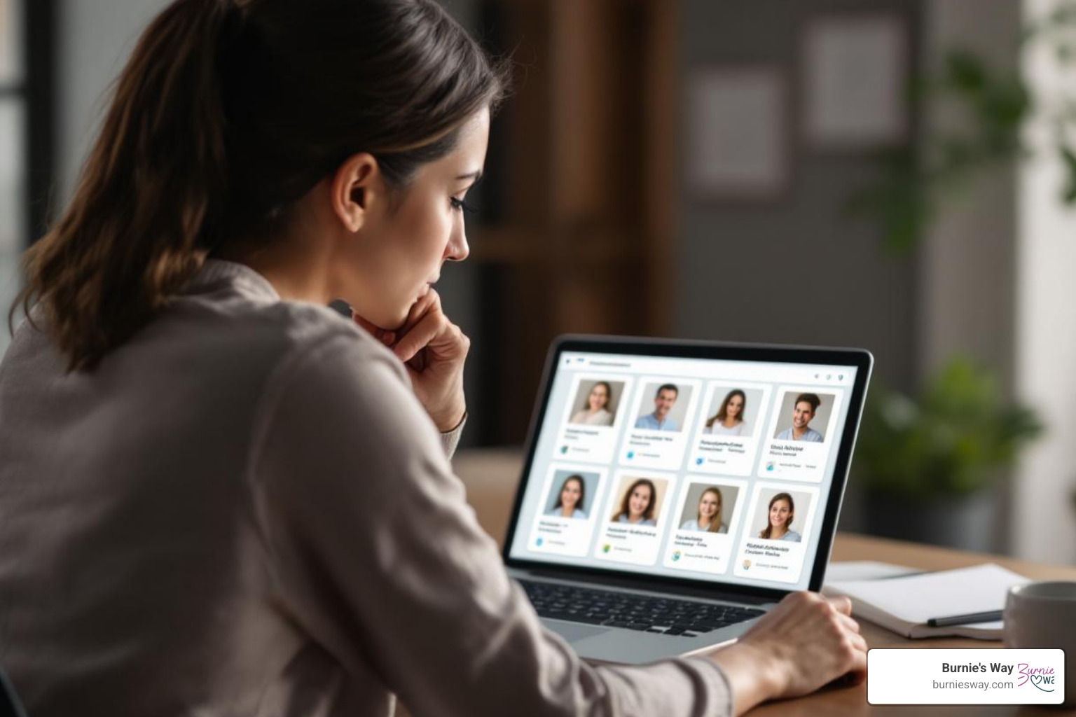 person on a laptop looking at support companion profiles - caregiver matching service person on a laptop looking at support companion profiles - caregiver matching service