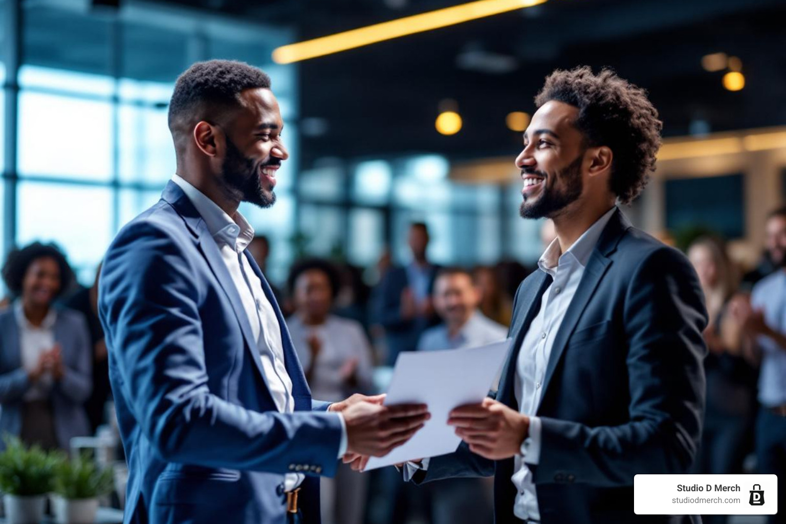 employee receiving award or public recognition - Enhance workplace culture