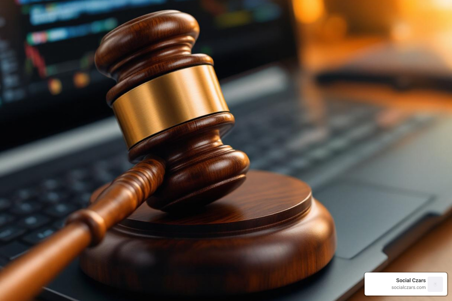 gavel and a keyboard symbolizing legal action online - Negative content removal