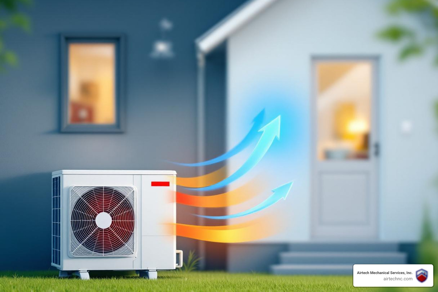 infographic explaining how a heat pump transfers heat for heating and cooling - affordable heat pump installation in new bern, nc