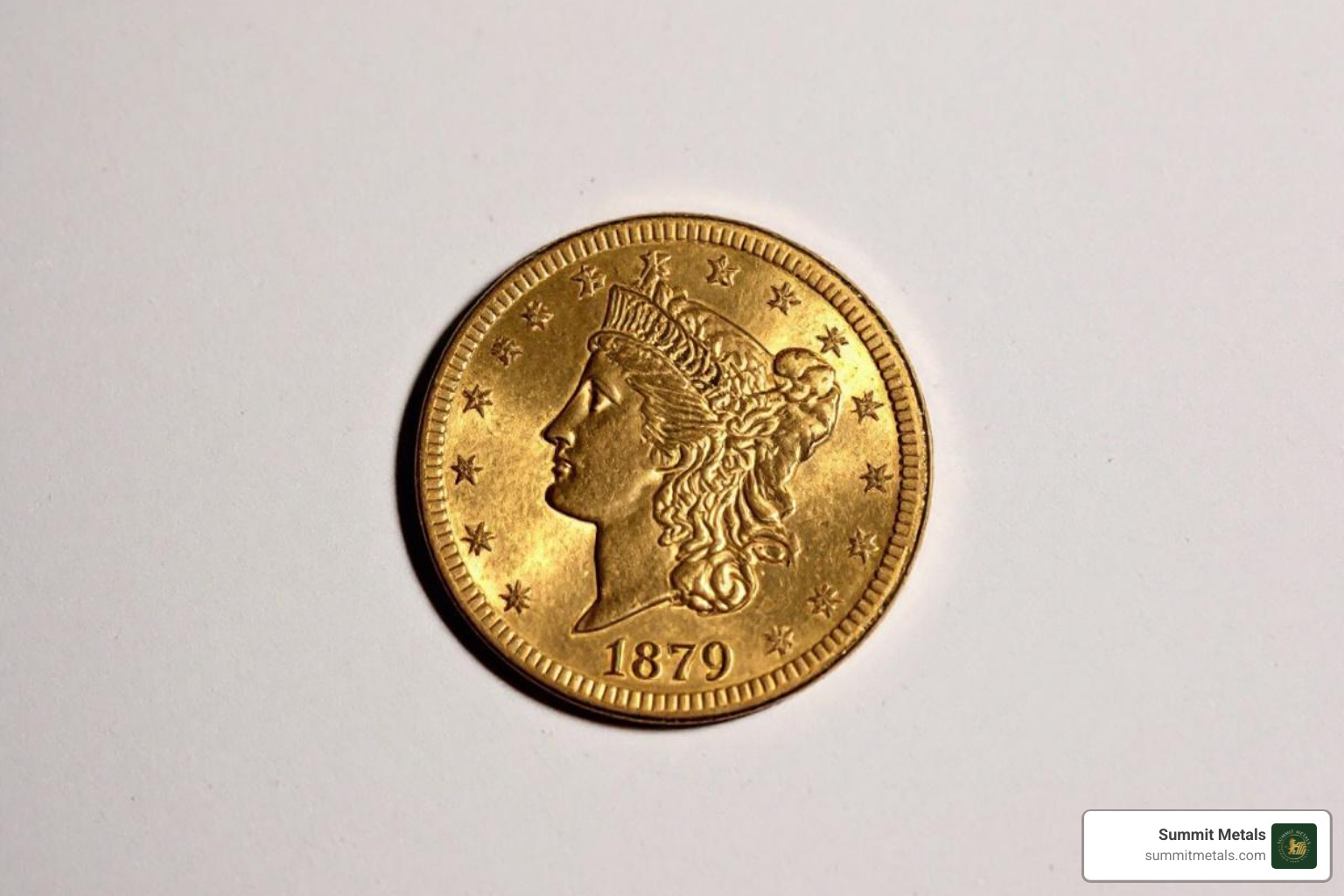Image comparing a circulated (VF) and an uncirculated (MS) 1879 Gold Eagle - 1879 gold eagle Image comparing a circulated (VF) and an uncirculated (MS) 1879 Gold Eagle - 1879 gold eagle