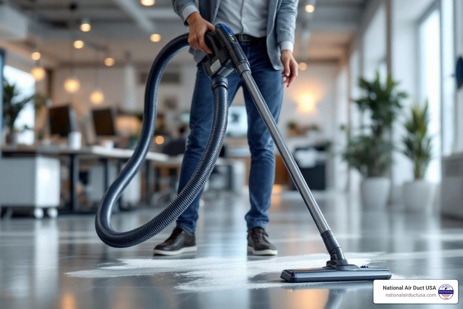 a person using a HEPA vacuum cleaner in a clean workspace - Reduce airborne contaminants a person using a HEPA vacuum cleaner in a clean workspace - Reduce airborne contaminants