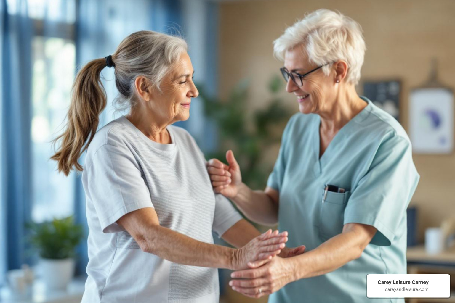 A patient working with a physical therapist to regain balance and motor skills - moderate brain injury