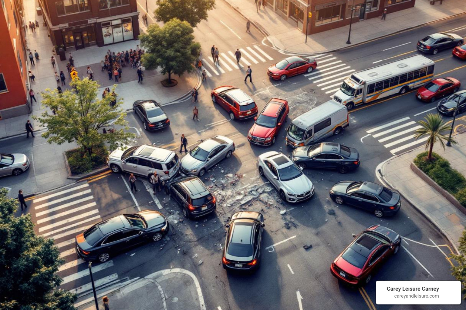 Multi-car accident at an intersection - Auto accident attorney Largo